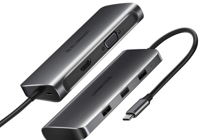 Bộ chuyển Type C sang HDMI/VGA + Hub USB 3.0 Ugreen 50319