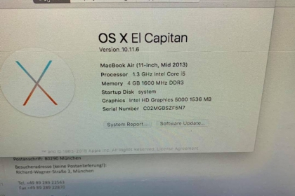 Nâng cấp SSD Macbook air 11 inch 2014 lên 256Gb và vệ sinh