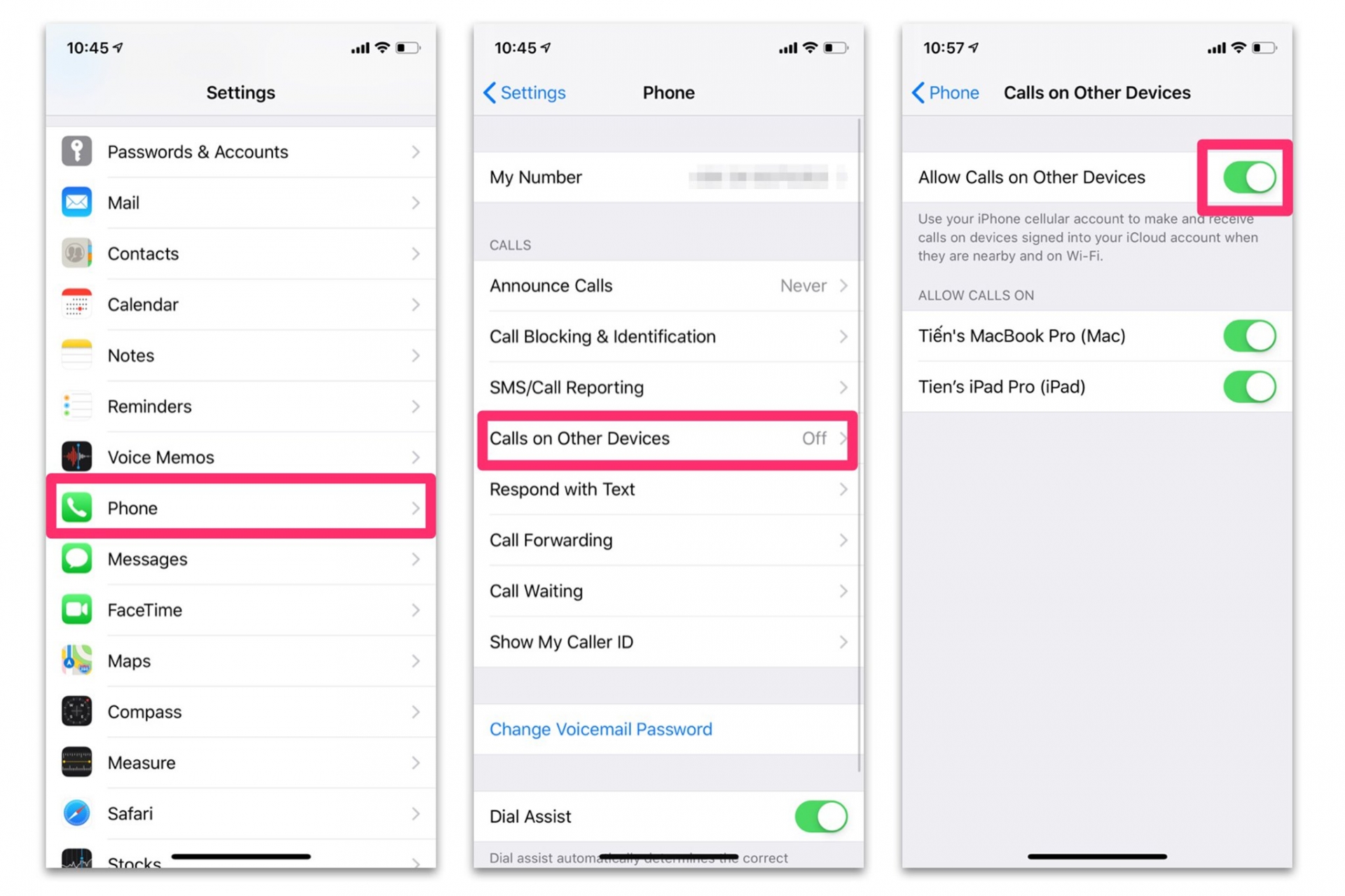hướng dẫn tạo liên kết cuộc gọi giữa iphone và iPad